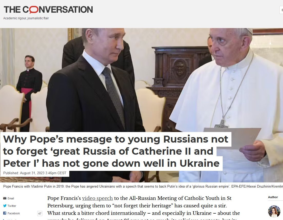 https://theconversation.com/why-popes-message-to-young-russians-not-to-forget-great-russia-of-catherine-ii-and-peter-i-has-not-gone-down-well-in-ukraine-212638